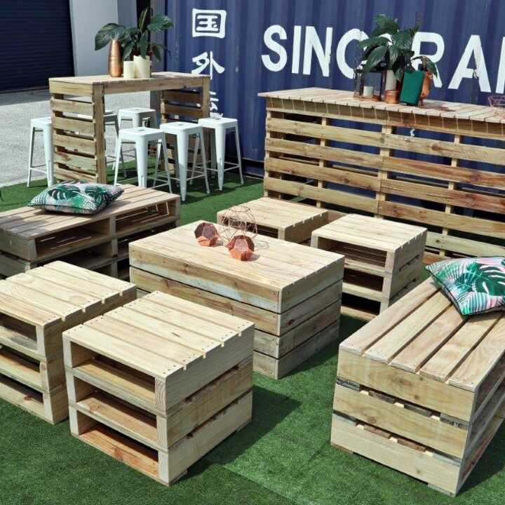 pallet furniture for hire and sale | © Event Marquees