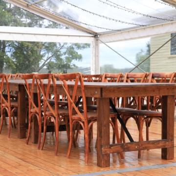 Rustic Farm Table for Sale by Event Marquees | © Event Marquees