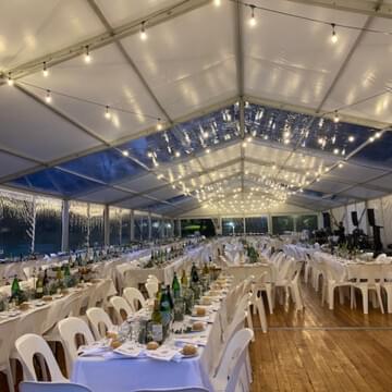 Clear Marquee Hire with Table Hire by Event Marquees | © Event Marquees