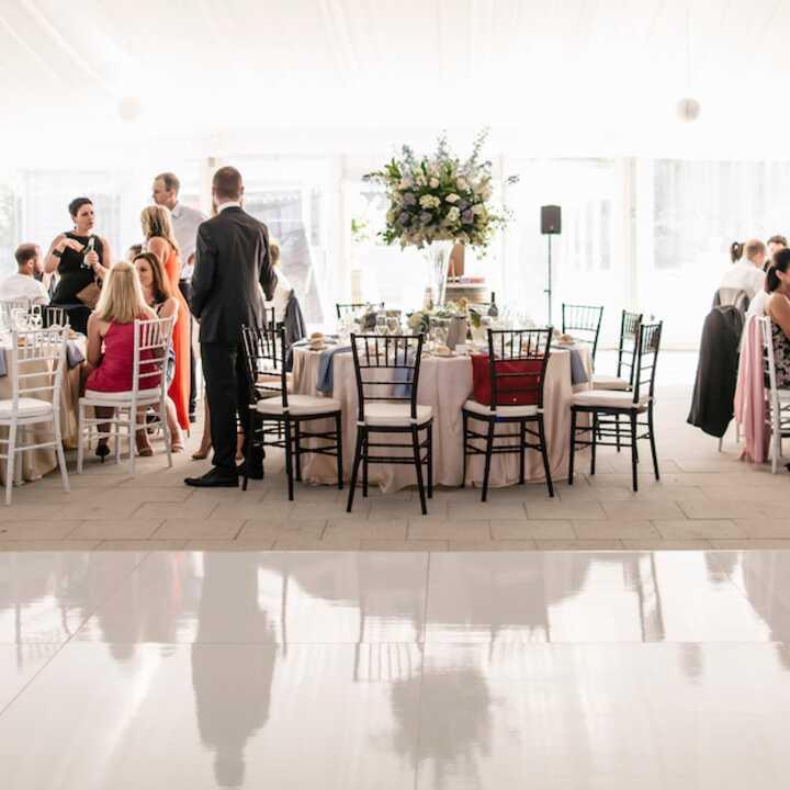 white dance floor hire by event marquees | © event marquees